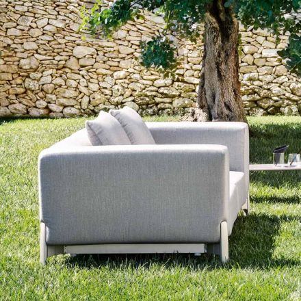 Relaxing Garden Armchair in Aluminum and Fabric, Design in 3 Finishes - Filomena Viadurini