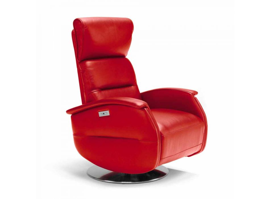Motorized swivel relax armchair in Gemma fabric / leather / eco-leather Viadurini
