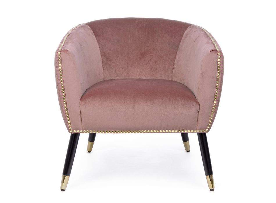 Lounge Armchair in Rubberwood and Velvet Effect Elegant Design - Catty Viadurini