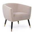 Lounge Armchair in Rubberwood and Velvet Effect Elegant Design - Catty