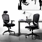 Semidirectional and Modern Operative Swivel Armchair in Black Mesh - Simona Viadurini