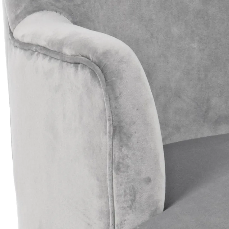 Living Room Armchair in Wood and Velvet Effect Scandinavian Design - Cinzio Viadurini