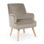 Living Room Armchair in Wood and Velvet Effect Scandinavian Design - Cinzio Viadurini