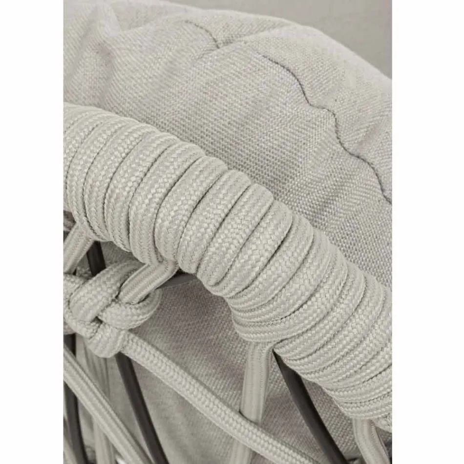 Suspended Outdoor Armchair in Woven Rope with Steel Base - Soy Viadurini