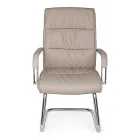 Sled Office Chair Steel and Eco-leather with Armrests 2 Pcs - Monaldo Viadurini