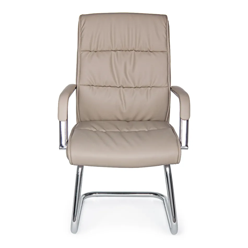 Sled Office Chair Steel and Eco-leather with Armrests 2 Pcs - Monaldo Viadurini