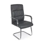 Sled Office Chair Steel and Eco-leather with Armrests 2 Pcs - Monaldo Viadurini