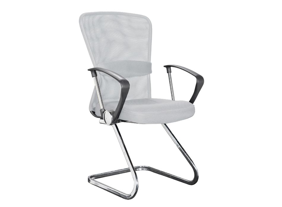 Sled Office Chair Steel and Mesh Fabric Armrests 2 Pcs - Bicebeo Viadurini