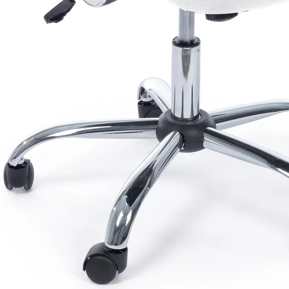 Office Chair Steel and Mesh Fabric Armrests and Headrest - Cerreto Viadurini