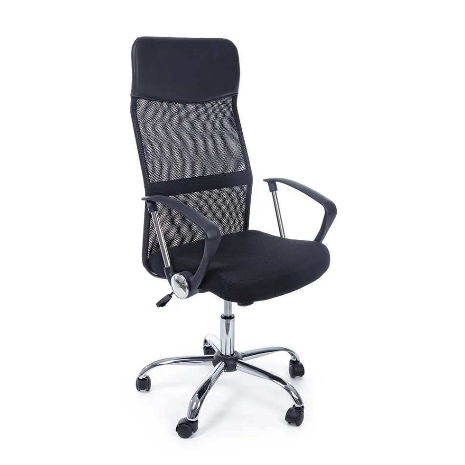 Office Chair Steel and Mesh Fabric Armrests and Headrest - Cerreto Viadurini