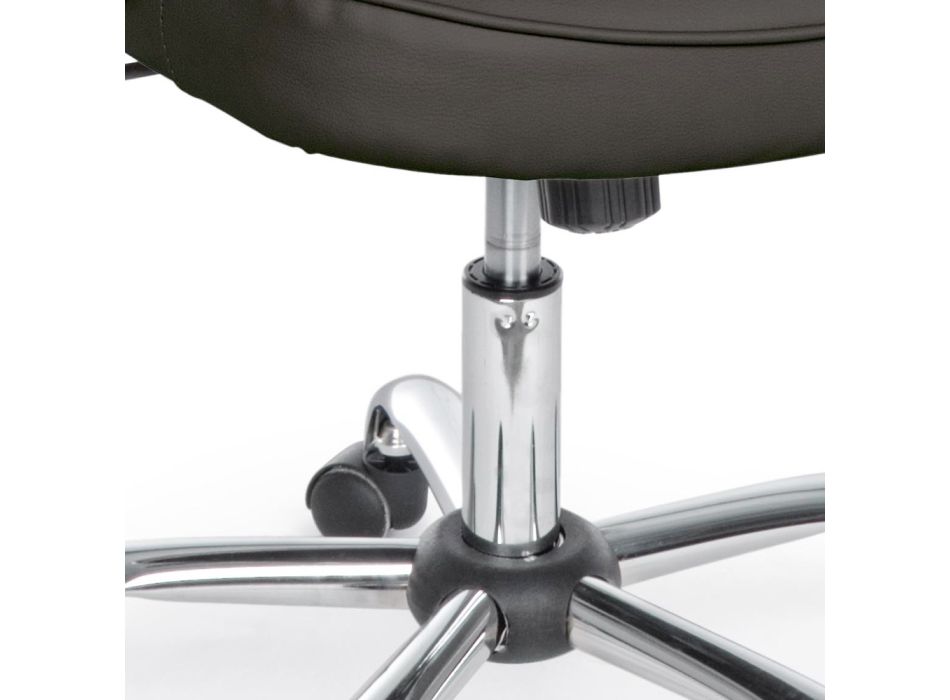 Office Armchair Ergonomic Design Steel and Eco-leather 3 Colors - Indius Viadurini
