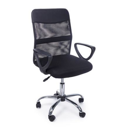 Swivel Office Chair Steel and Polyester Mesh with Armrests - Amuni Viadurini