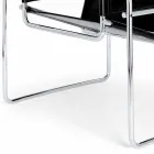 Leather Office Armchair with Chromed Steel Structure Made in Italy - Cefeo Viadurini