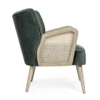 Vintage Wooden Armchair with Rattan and Polyester Armrests - Ludovica Viadurini