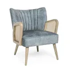 Vintage Wooden Armchair with Rattan and Polyester Armrests - Ludovica Viadurini