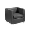 Square Tub Armchair Upholstered in Leather Made in Italy - Torch