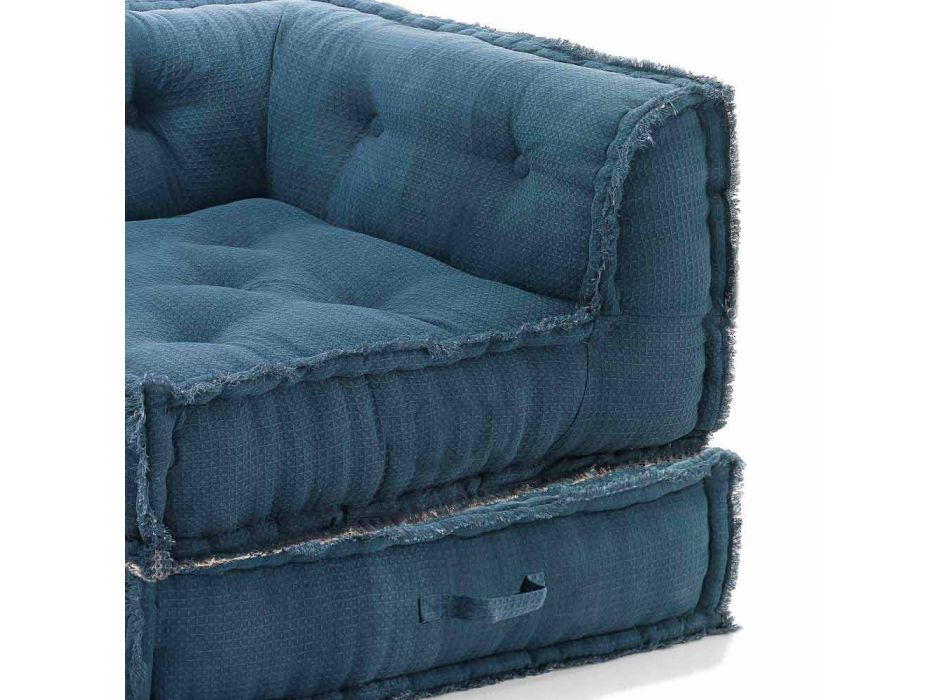 Corner Chaise Longue armchair in Gray, Green or Blue Cotton - Fiber Viadurini