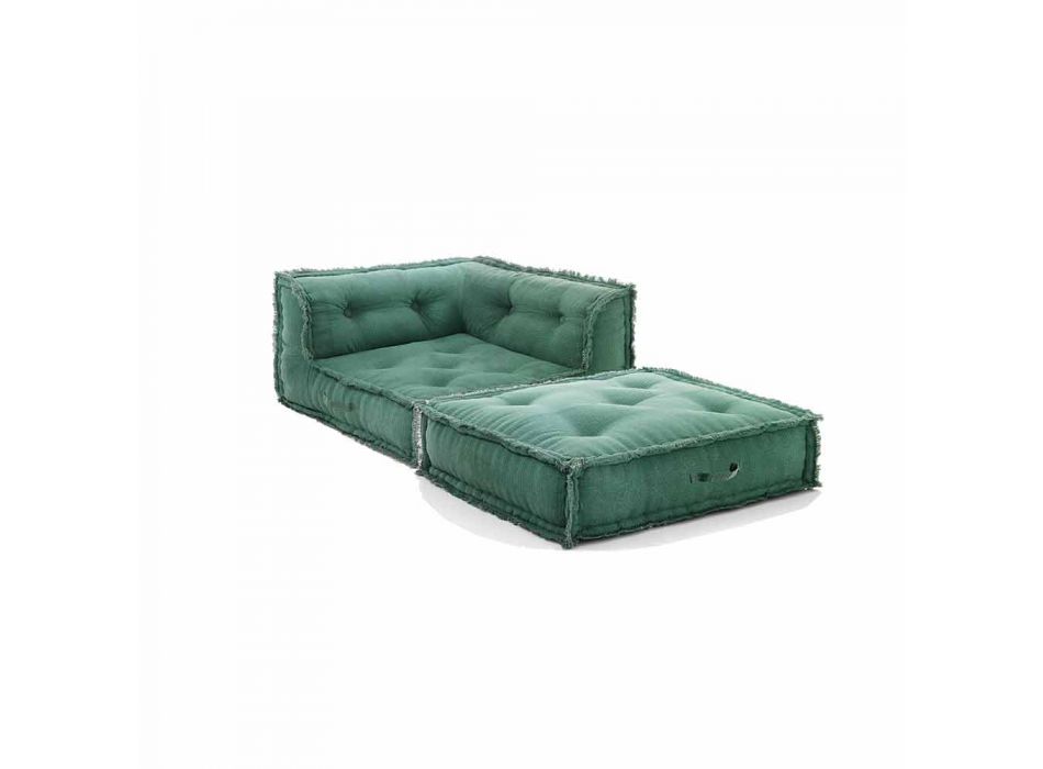 Corner Chaise Longue armchair in Gray, Green or Blue Cotton - Fiber Viadurini
