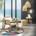 Outdoor and Indoor Rattan Armchair and Saia Fabric Cushions - Voir