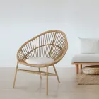 Outdoor and Indoor Armchair in Rattan and Cotton Cushion - Ecrire Viadurini
