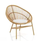 Outdoor and Indoor Armchair in Rattan and Cotton Cushion - Ecrire Viadurini