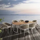 Outdoor armchair in aluminum and hand-woven Olefil fabric - Reda Viadurini