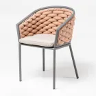 Outdoor armchair in aluminum and hand-woven Olefil fabric - Reda Viadurini