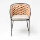 Outdoor armchair in aluminum and hand-woven Olefil fabric - Reda Viadurini
