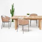 Outdoor armchair in aluminum and hand-woven Olefil fabric - Reda Viadurini