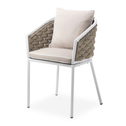 Outdoor armchair in aluminum and hand-woven Olefil fabric - Reda Viadurini