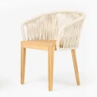 Outdoor Chair in Teak and Polyethylene Weave with Cushion - Jhon Viadurini