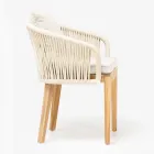 Outdoor Chair in Teak and Polyethylene Weave with Cushion - Jhon Viadurini