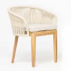 Outdoor Chair in Teak and Polyethylene Weave with Cushion - Jhon Viadurini