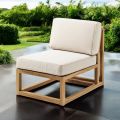 Outdoor Armchair in Natural Teak and Cushions - Circe