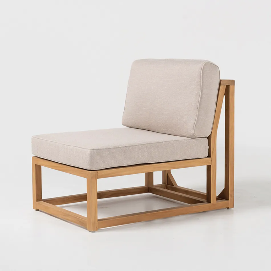 Outdoor Armchair in Natural Teak and Cushions - Circe Viadurini