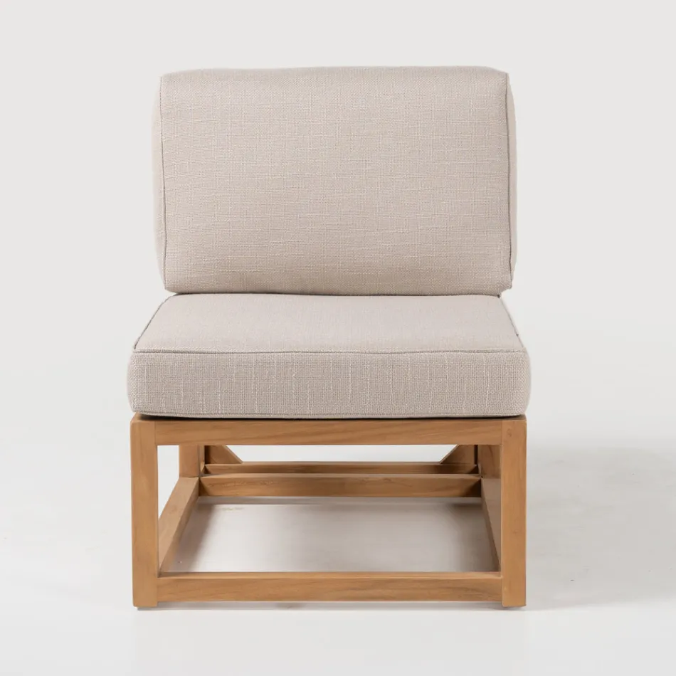 Outdoor Armchair in Natural Teak and Cushions - Circe Viadurini