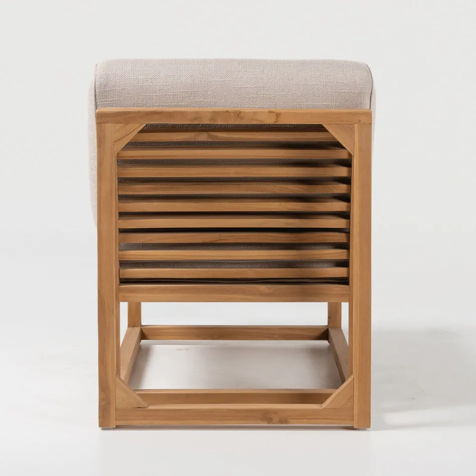 Outdoor Armchair in Natural Teak and Cushions - Circe Viadurini
