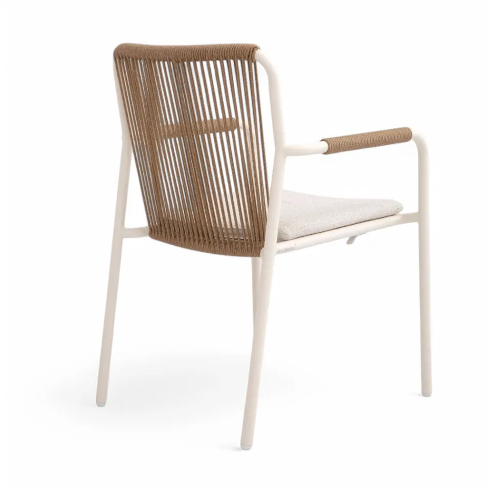 Outdoor Armchair Made of Beige Aluminum and Terra Rope - Luxe Viadurini