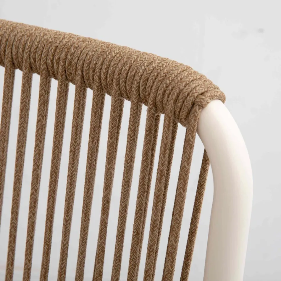 Outdoor Armchair Made of Beige Aluminum and Terra Rope - Luxe Viadurini