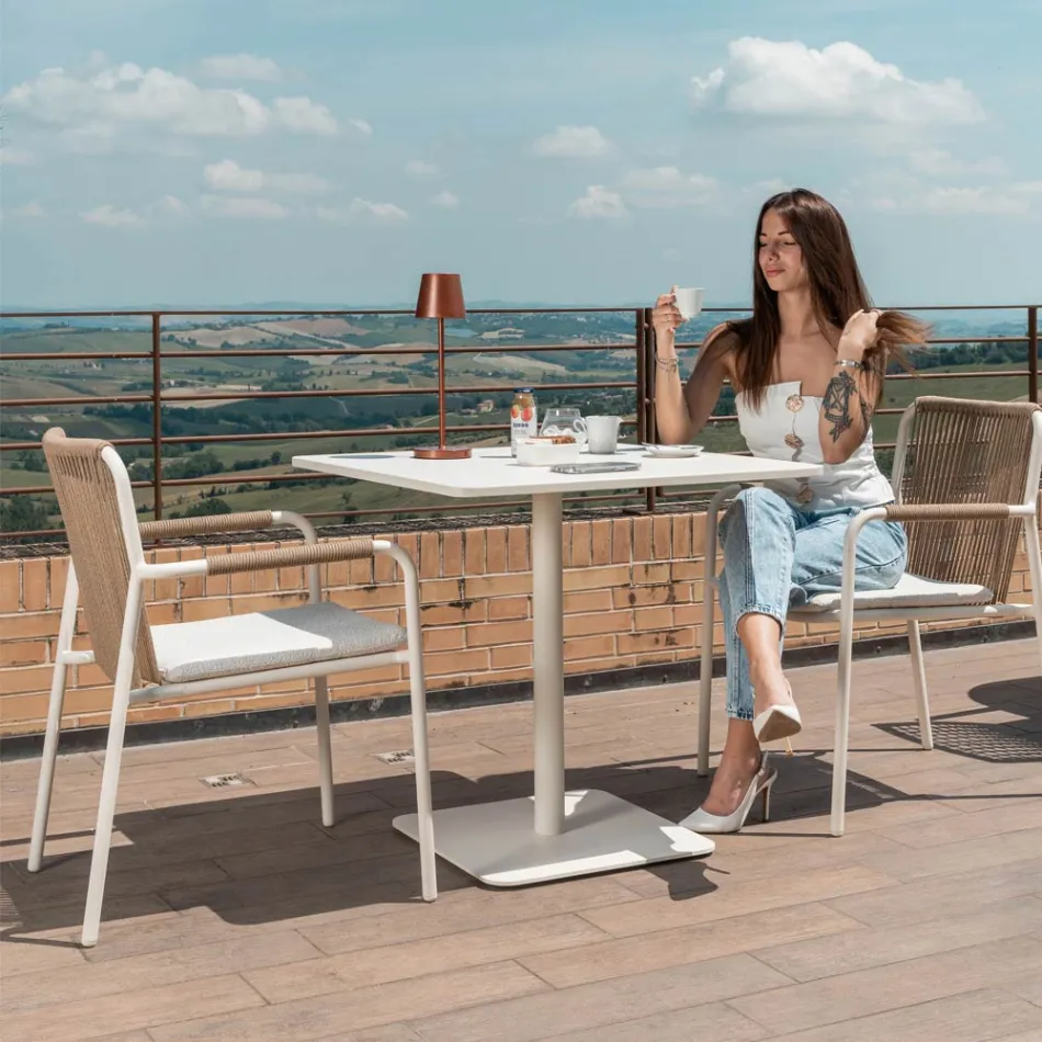 Outdoor Armchair Made of Beige Aluminum and Terra Rope - Luxe Viadurini