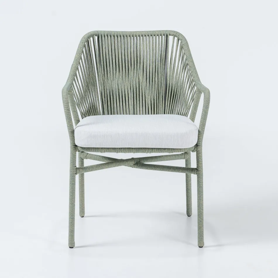 Garden Chair in Aluminum and Rope Weave - Asteria Viadurini