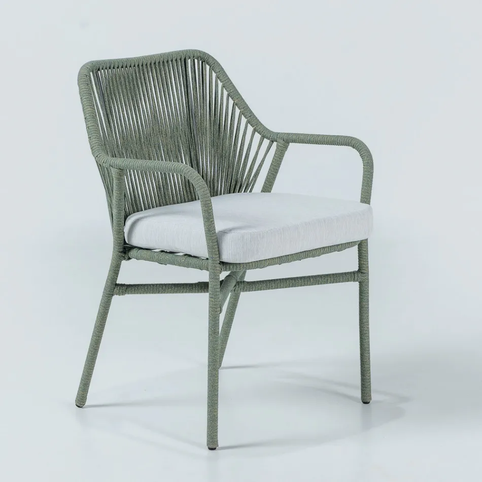 Garden Chair in Aluminum and Rope Weave - Asteria Viadurini
