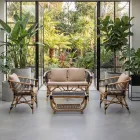 Garden Armchair in Natural Rattan with Cushions Included - Catelyn Viadurini
