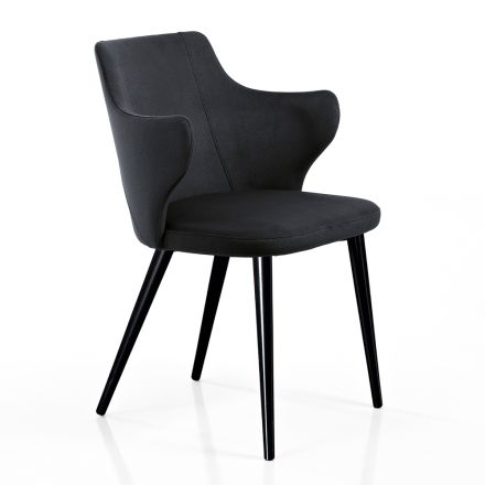 Elegant Living Room Armchair in Colored Fabric and Black Metal - Duchess Viadurini