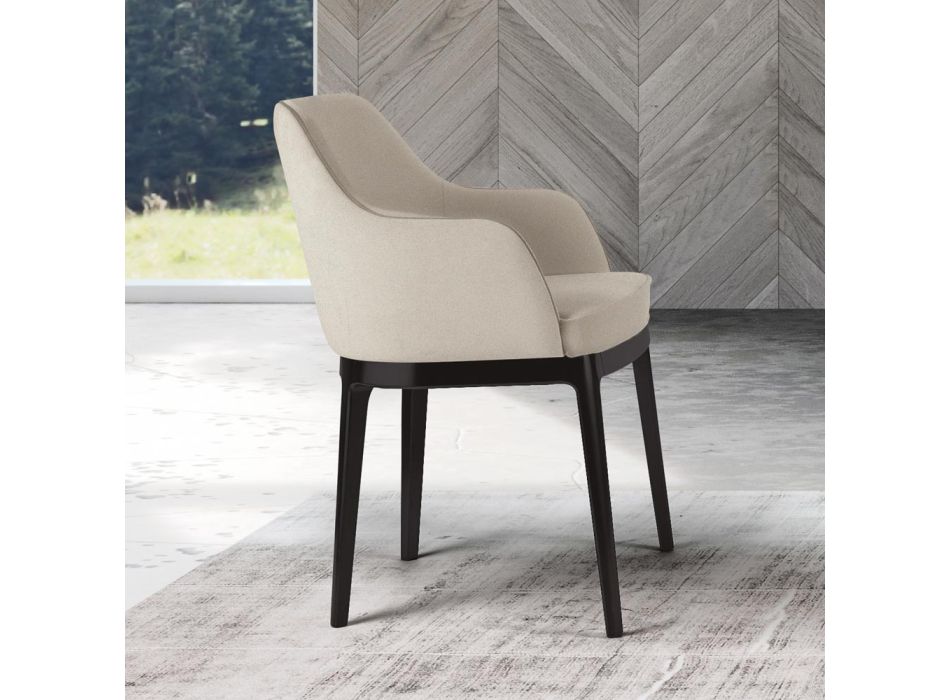 Living room armchair in different fabrics and solid wood Made in Italy - Evy Viadurini