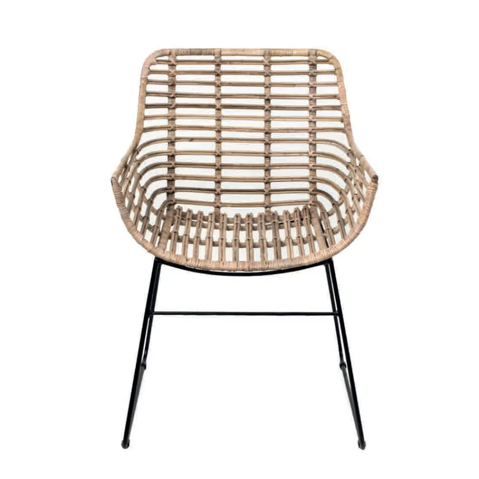 Living room armchair in Kubù Rattan and Iron Structure - Slide Viadurini