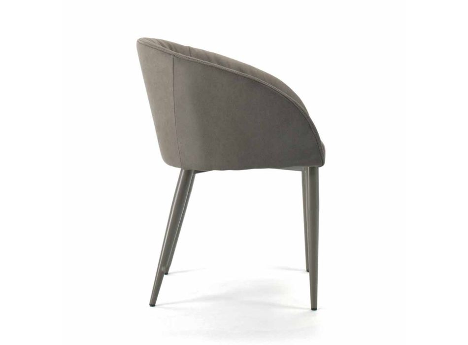 Upholstered Armchair with Base in Mink or Graphite Lacquered Steel - Tagata