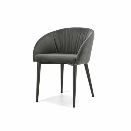 Padded armchair with Mink or Graphite lacquered steel base – Tagata Viadurini