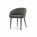 Padded Chair with Base in Mink or Graphite Lacquered Steel - Tagata