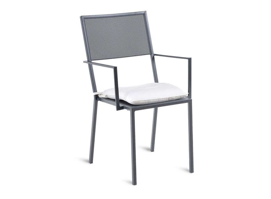 Stackable Outdoor Armchair with Iron Structure Made in Italy - Woody Viadurini